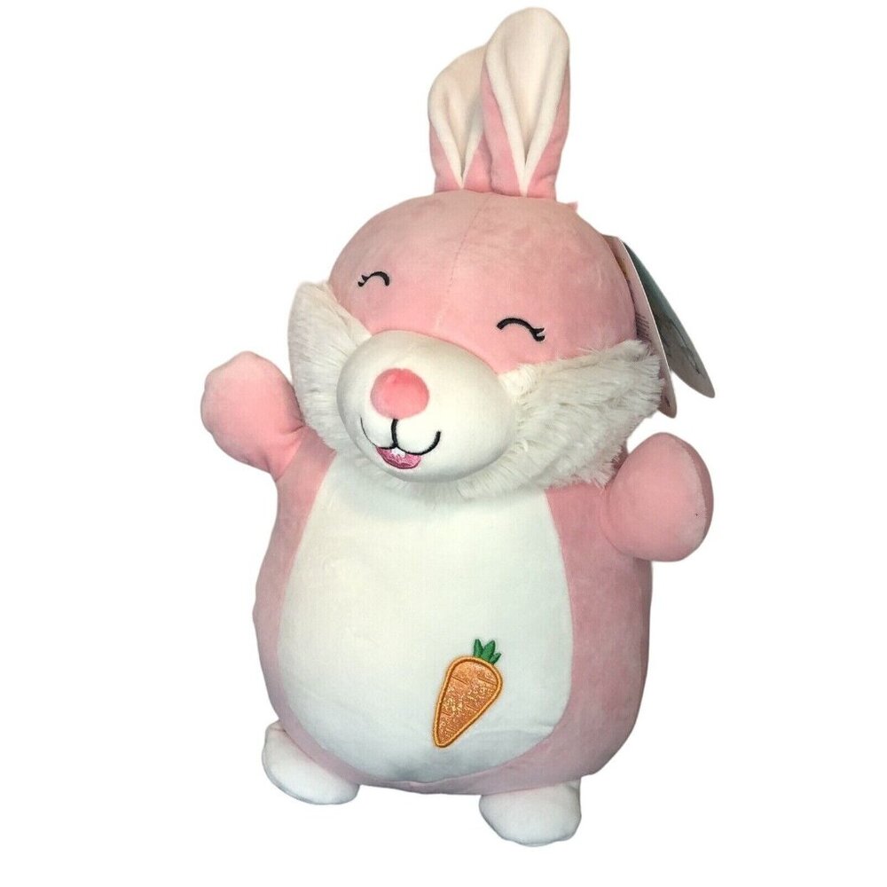 Bop Pink Bunny Easter Squishmallows 12” Plush Stuffed Animal w/Carrot Kellytoy - Picture 3 of 7